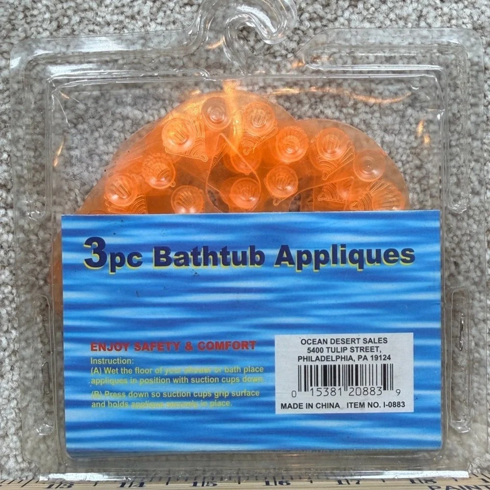 3pc Orange Seashell Bathtub Appliques Non-Slip Vinyl by Ocean Desert Sales